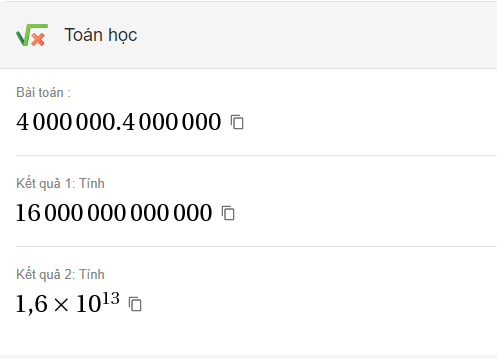 Lời giải: 4 triệu nhân 4 triệu bằng bao nhiêu tiền ?