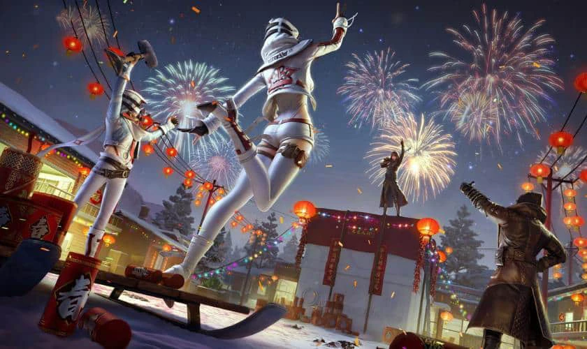 Hình nền pháo hoa rực rỡ đêm Giao thừa vui tươi