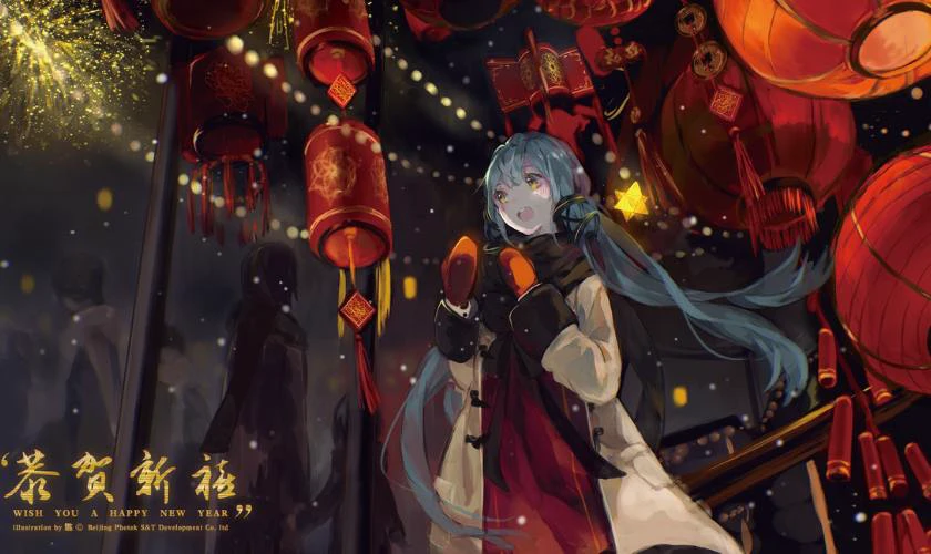 Hình nền pháo hoa rực rỡ đêm Giao thừa ấm áp