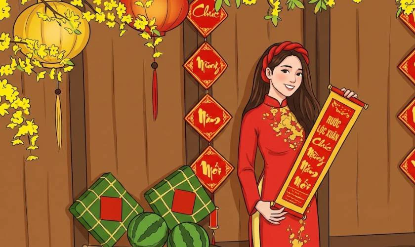 Hình nền thiếu nữ áo dài mùa xuân trong trẻo