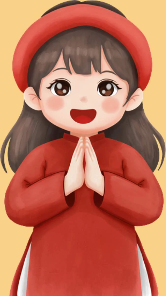 Hình nền Tết anime chibi rực rỡ