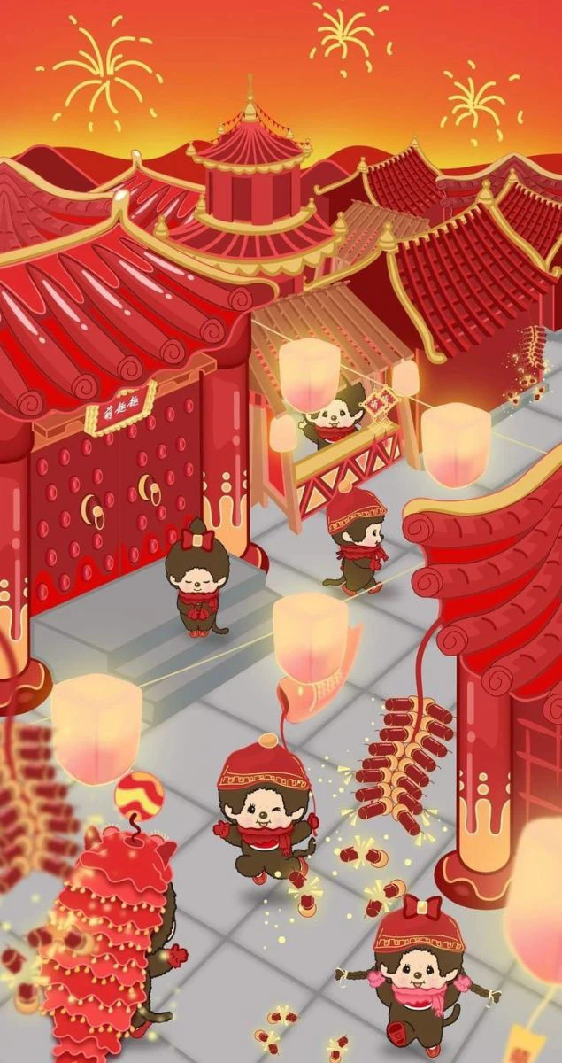 Ảnh nền điện thoại Tết anime cute