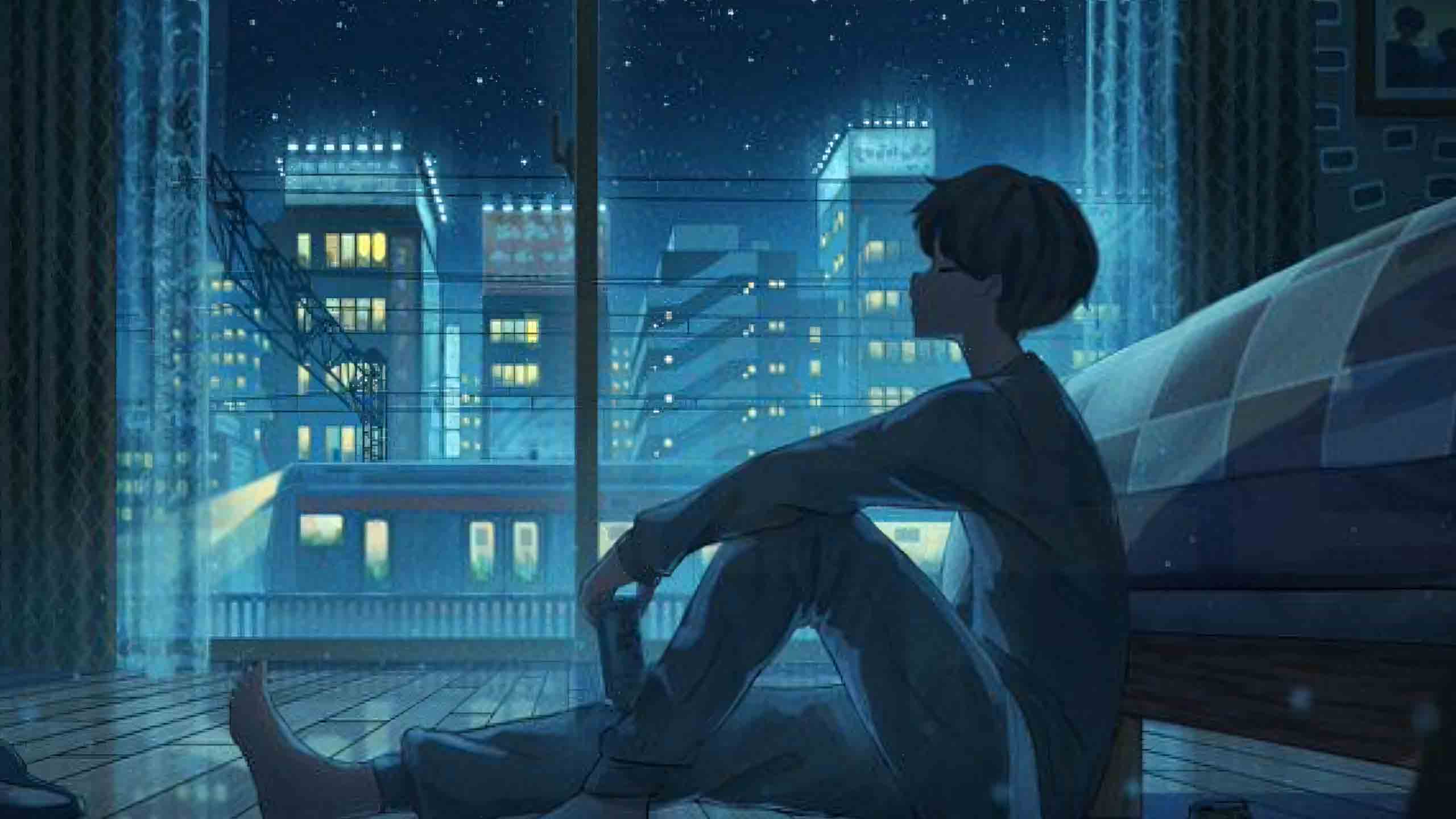 thanh pho anh phong canh anime buon 2560px 1440px 2k 3