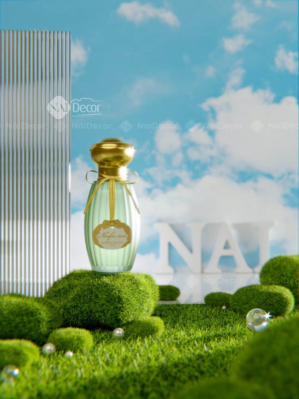 [Set Chụp Ảnh] Chụp Nước Hoa với Đá Rêu Xanh, Thảm Cỏ, Nền Bầu Trời,… (PK-169-A)