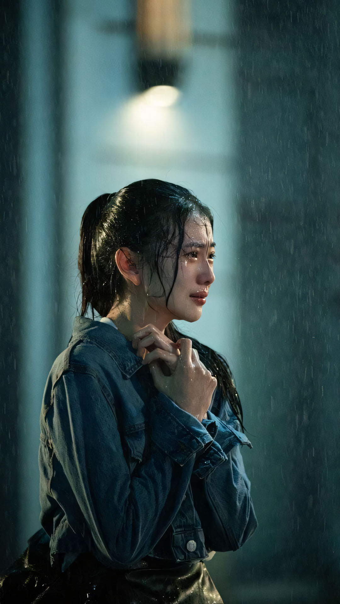 co gai khoc duoi mua 1920px 1080px full hd