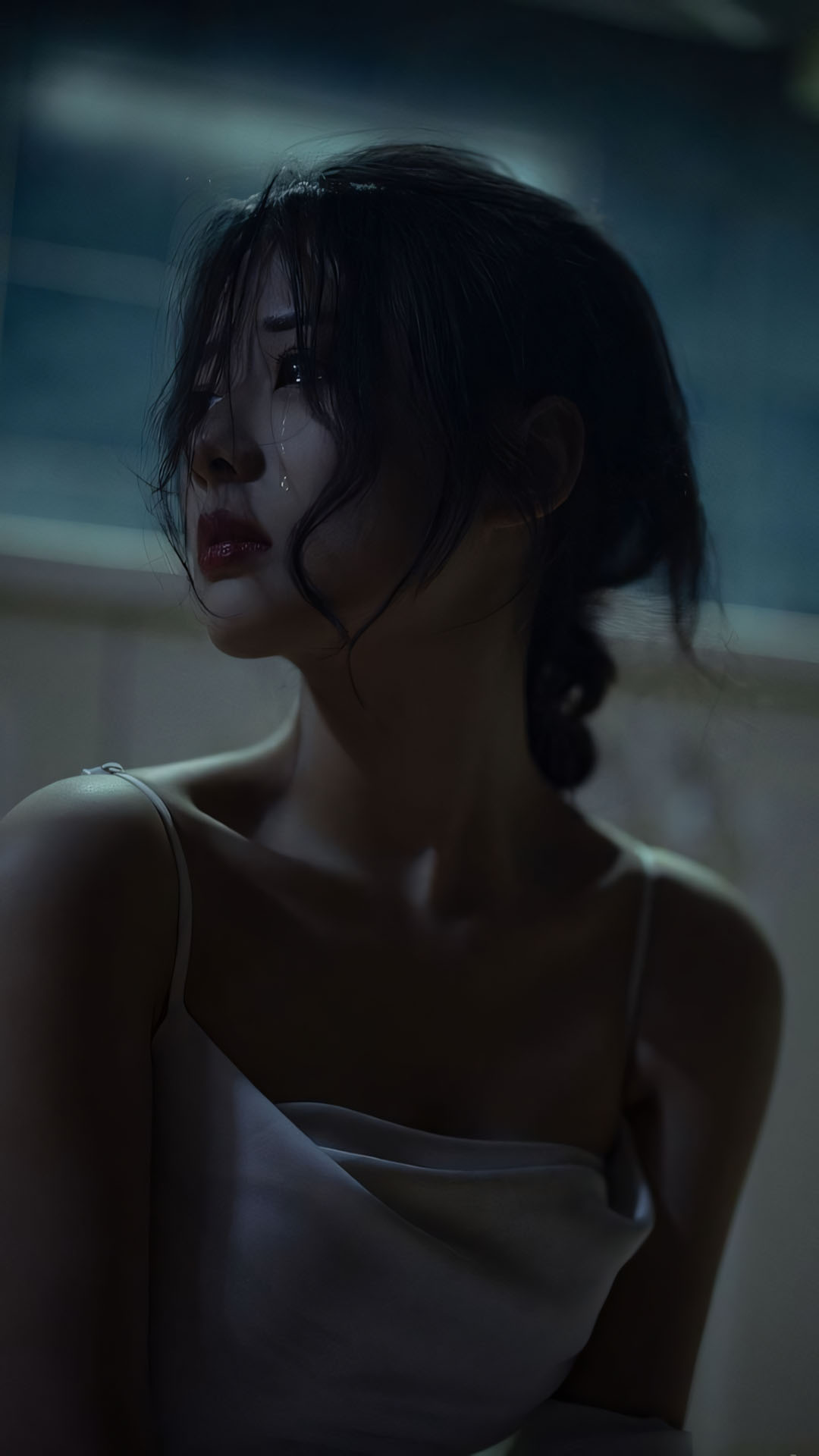 co gai trong bong toi nghieng dau anh mat xa xam 1920px 1080px full hd