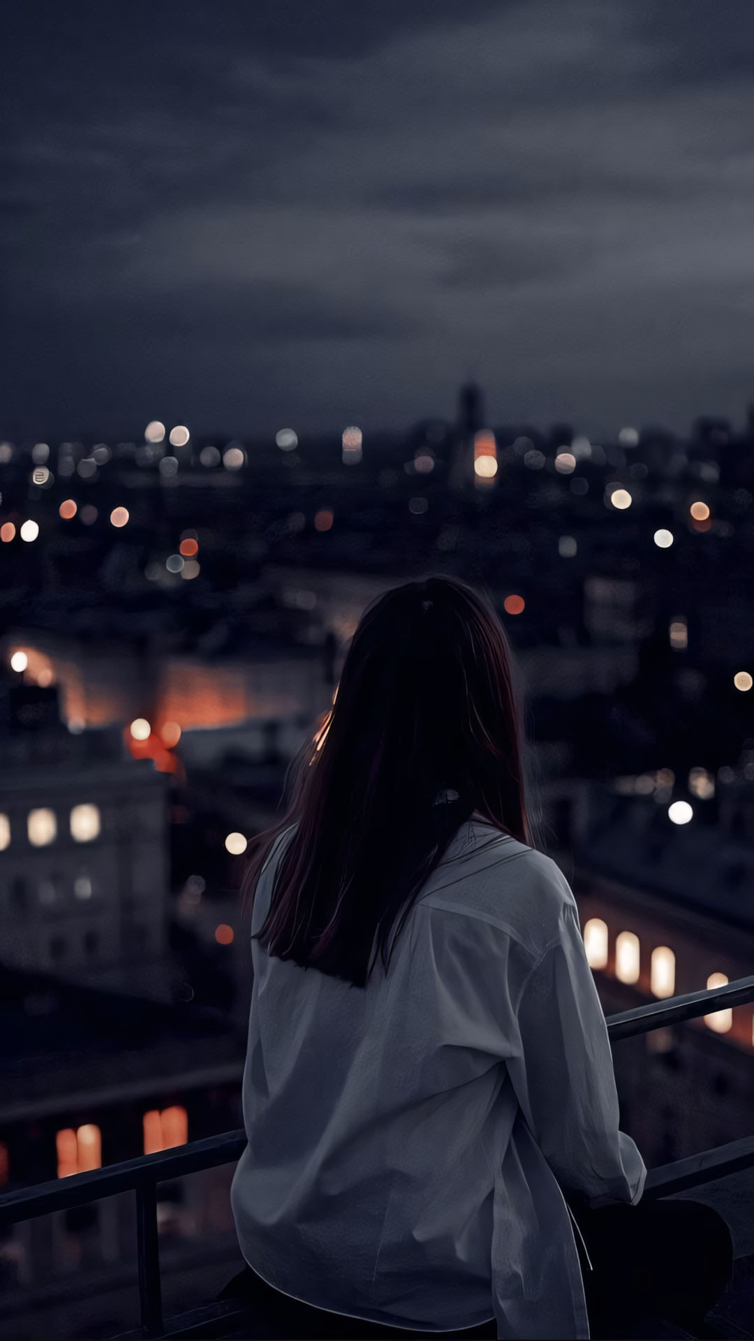 co gai tren ban cong thanh pho dem tram ngam 1920px 1080px full hd