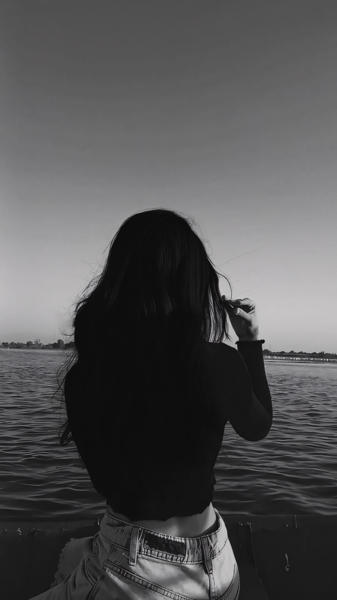 co gai dung bo nuoc nhin xa nghi ngoi 1920px 1080px full hd