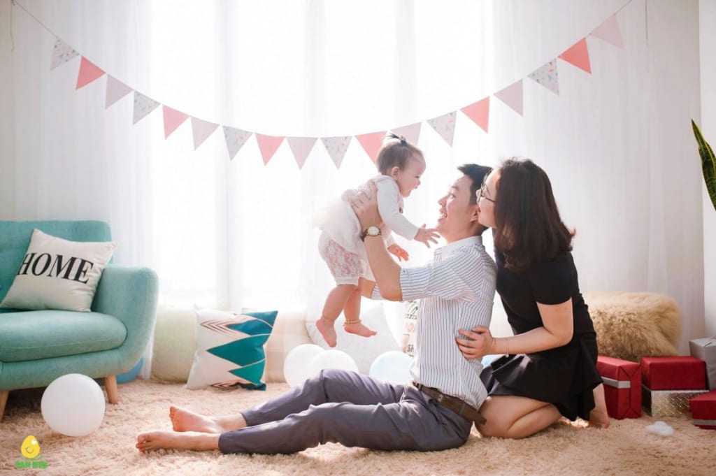 chụp ảnh gia đình và bé tại studio sankid