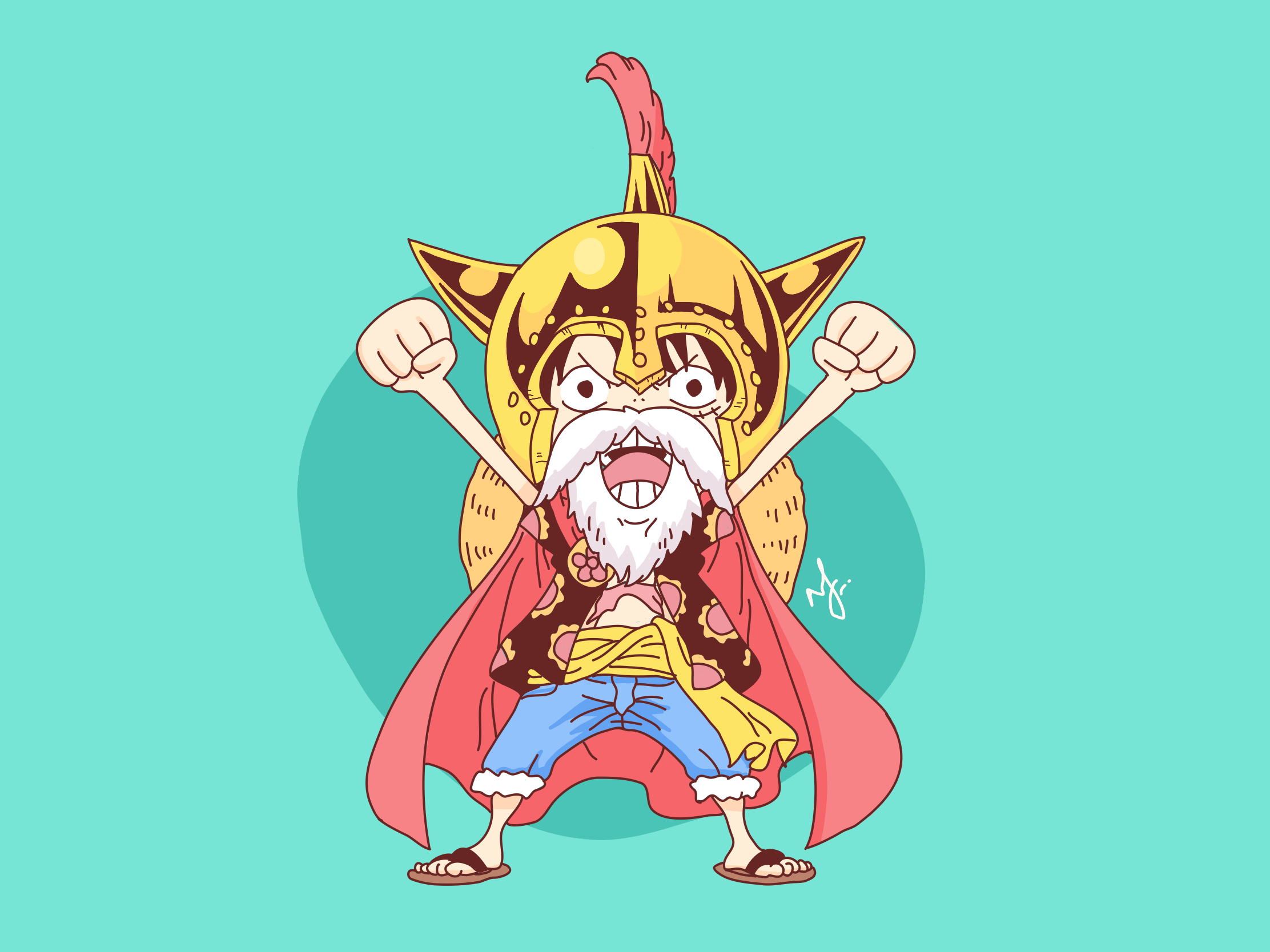 Hinh Anh Luffy Chibi Doi Mu Giap Vang Rat Ngau
