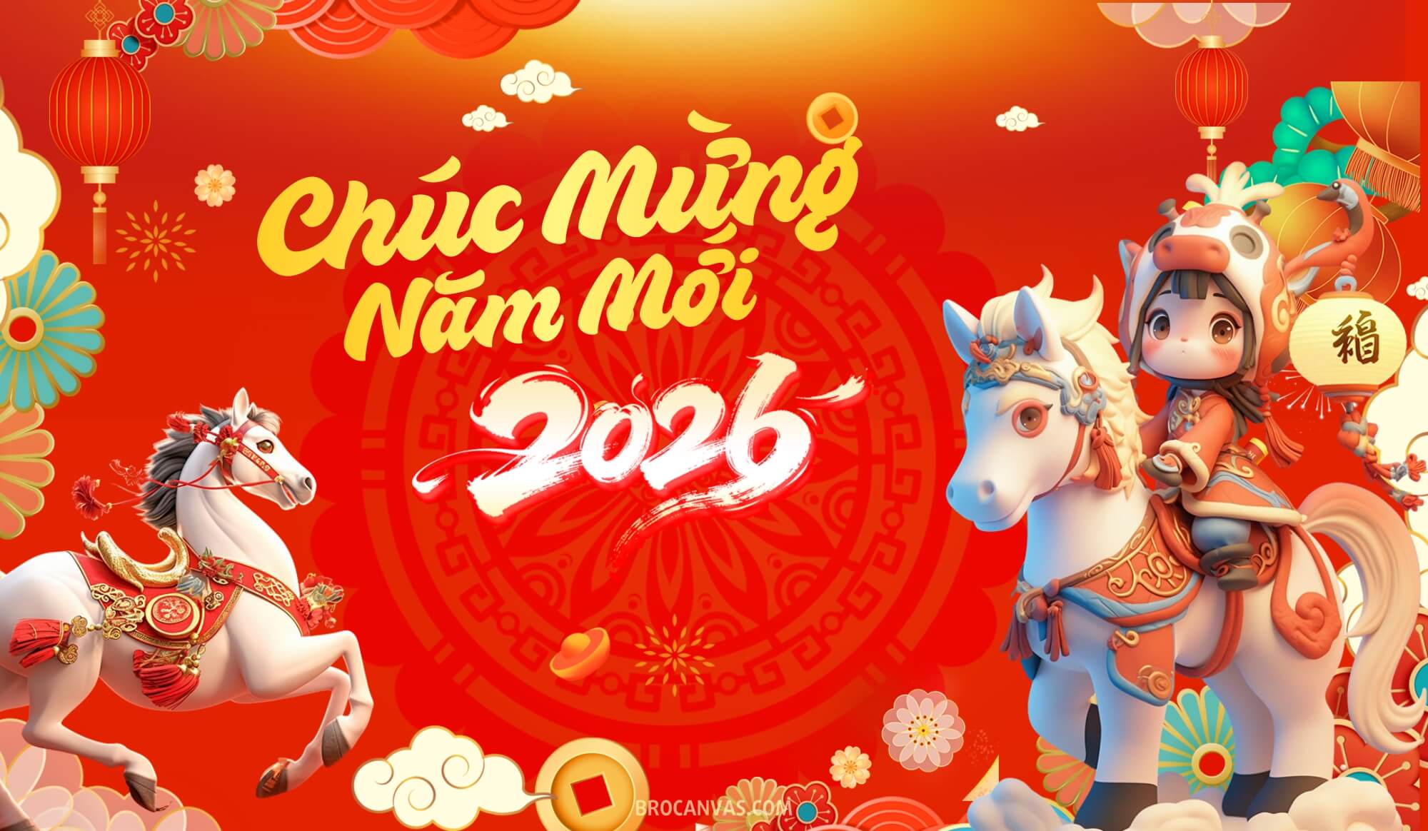 Phông nền ảnh chúc mừng năm mới Bính Ngọ 2026 đẹp mắt