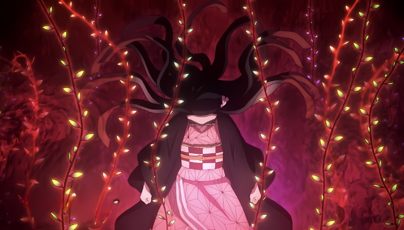 Ảnh nền nezuko chiến đấu mạnh mẽ sắc nét cho máy tính