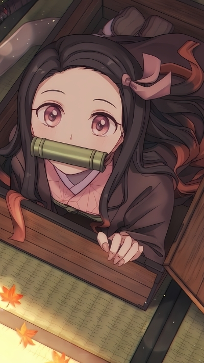 Background nezuko dễ thương rực rỡ cho điện thoại