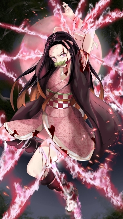 Ảnh nền nezuko hóa quỷ ngầu lòi cho smartphone