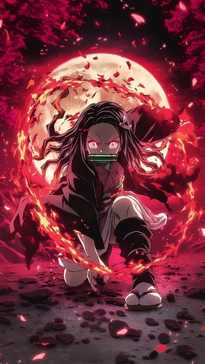 Wallpaper nezuko hóa quỷ cực chất cho điện thoại