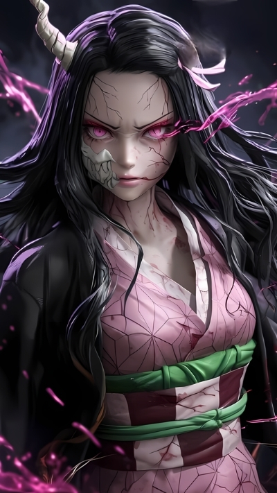 Background nezuko hóa quỷ siêu ngầu cho điện thoại