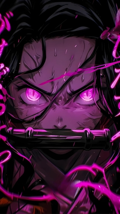 Background nezuko hóa quỷ mạnh mẽ ấn tượng cho dế