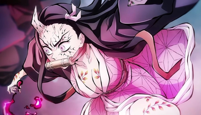 Background nezuko hóa quỷ đẹp 4K cho desktop