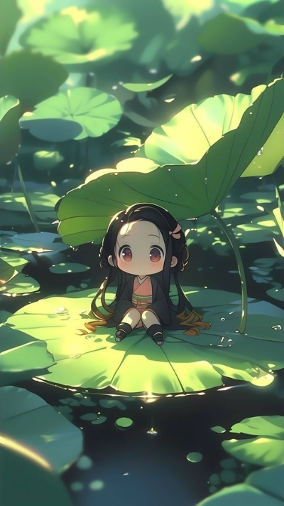 Background nezuko chibi cute ngọt ngào cho máy