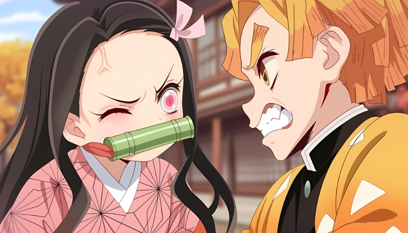 Ảnh nền nezuko chibi dễ thương full HD cho máy tính
