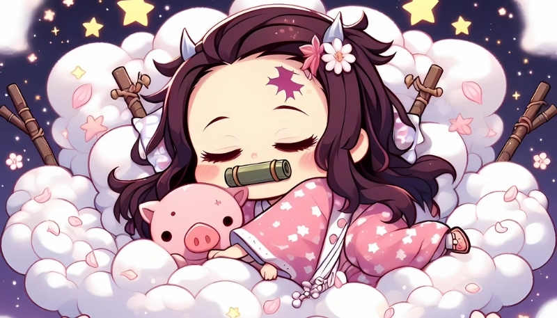 Background nezuko chibi cute lung linh cho desktop