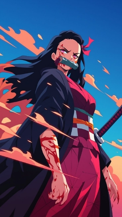 Background nezuko đẹp 4K thần thái cho điện thoại