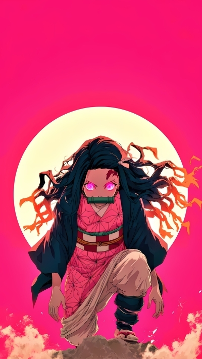 Ảnh nền nezuko ngầu cá tính cho dế yêu