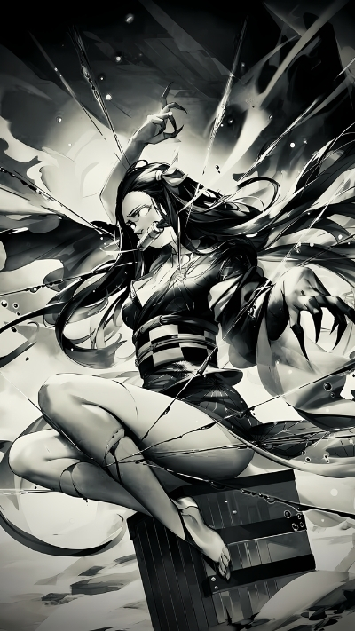 Wallpaper nezuko chiến đấu đẹp 4K cho điện thoại