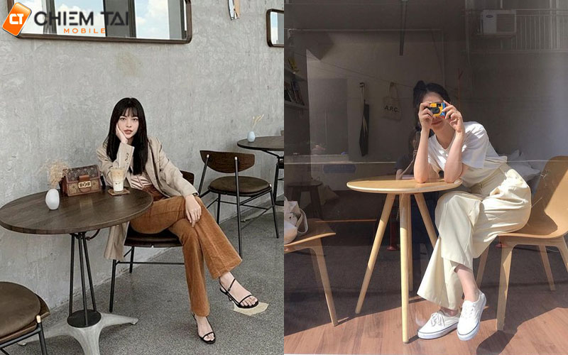 Tạo dáng chụp ảnh ngồi quán cafe kết hợp với các phụ kiện