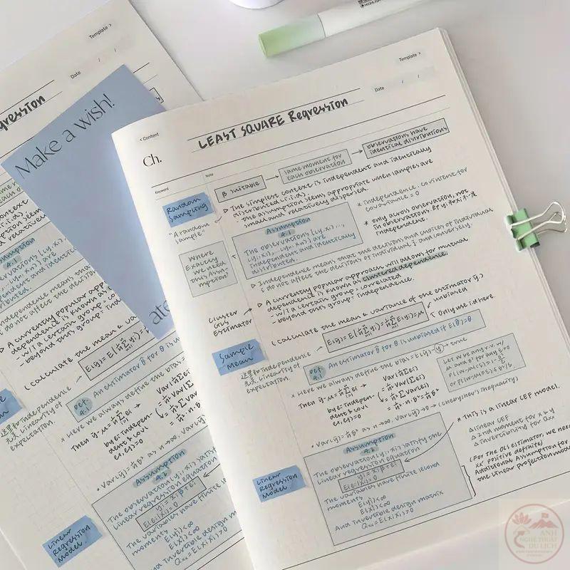 Sự sắp xếp ngay ngắn của sách vở khiến khung cảnh học tập thêm phần ngăn nắp