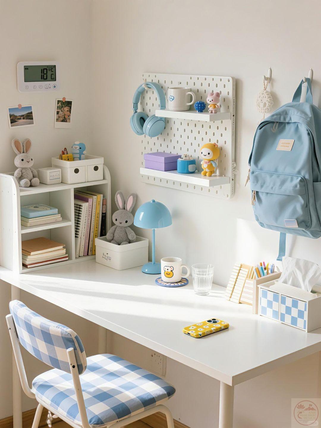 Góc bàn nhỏ xinh được sắp xếp gọn gàng mang lại nguồn cảm hứng học tập tích cực