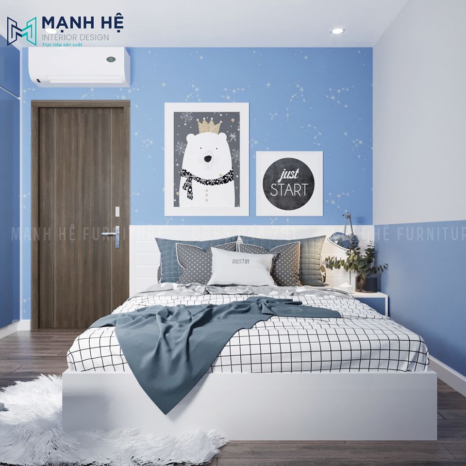 Phòng ngủ bé trai thêm vẻ thanh lịch nhờ vào lối bố trí được tối giản