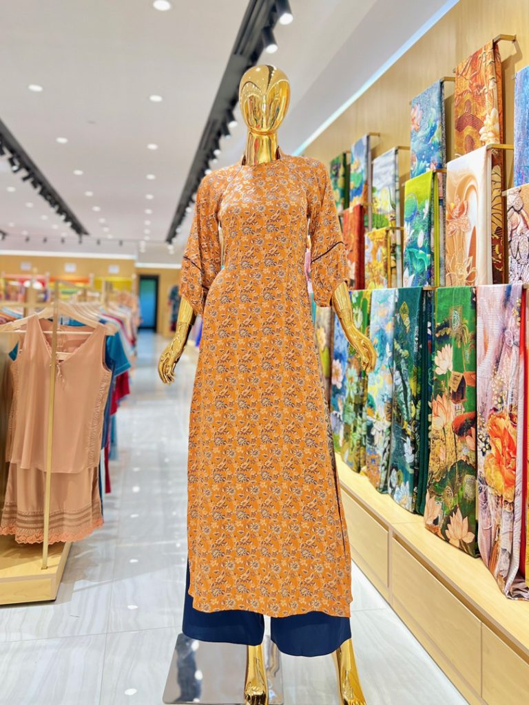 áo dài cách tân màu cam