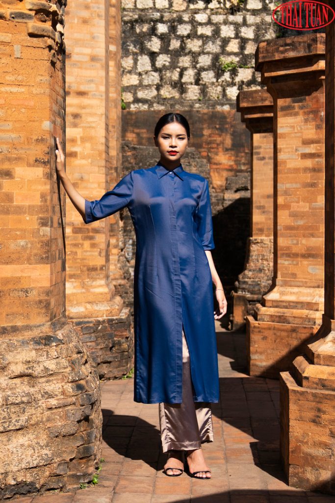 áo dài cách tân cổ sơ mi