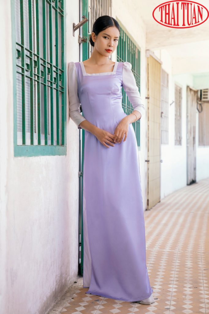 áo dài cách tân cổ vuông