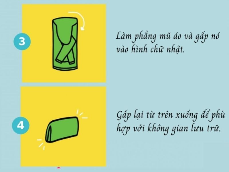 Gấp áo hoodie bằng phương pháp gấp đồ của KonMari