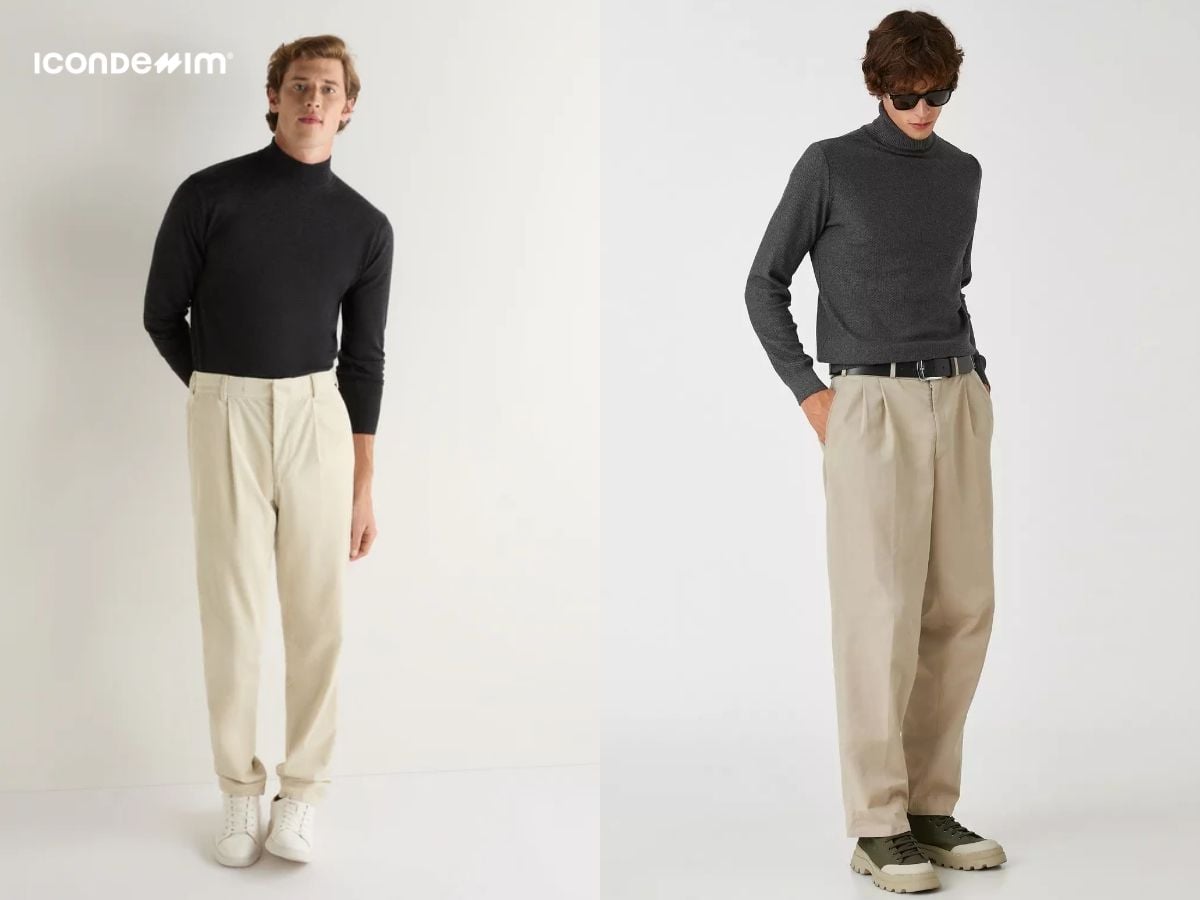 Quần baggy với áo len cao cổ tôn lên nét đẹp thời trang