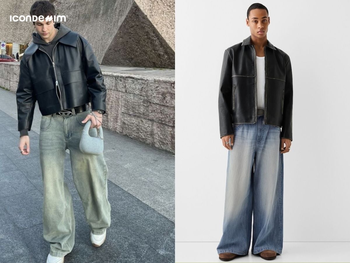 Phối đồ với quần baggy nam và áo khoác da