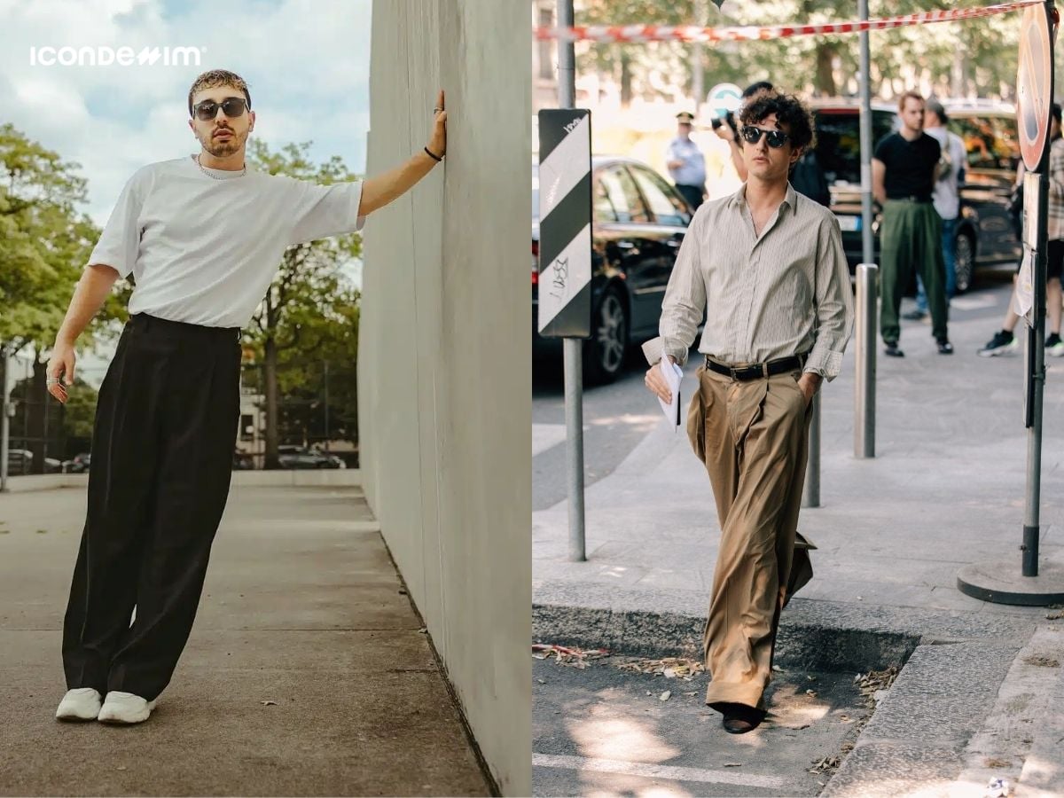 Phối đồ với quần baggy ống rộng và áo sơ mi