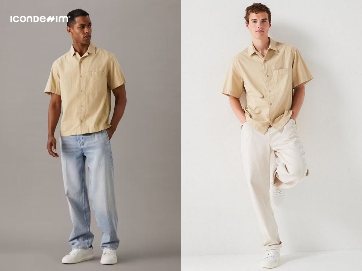 Áo sơ mi tay ngắn và quần baggy