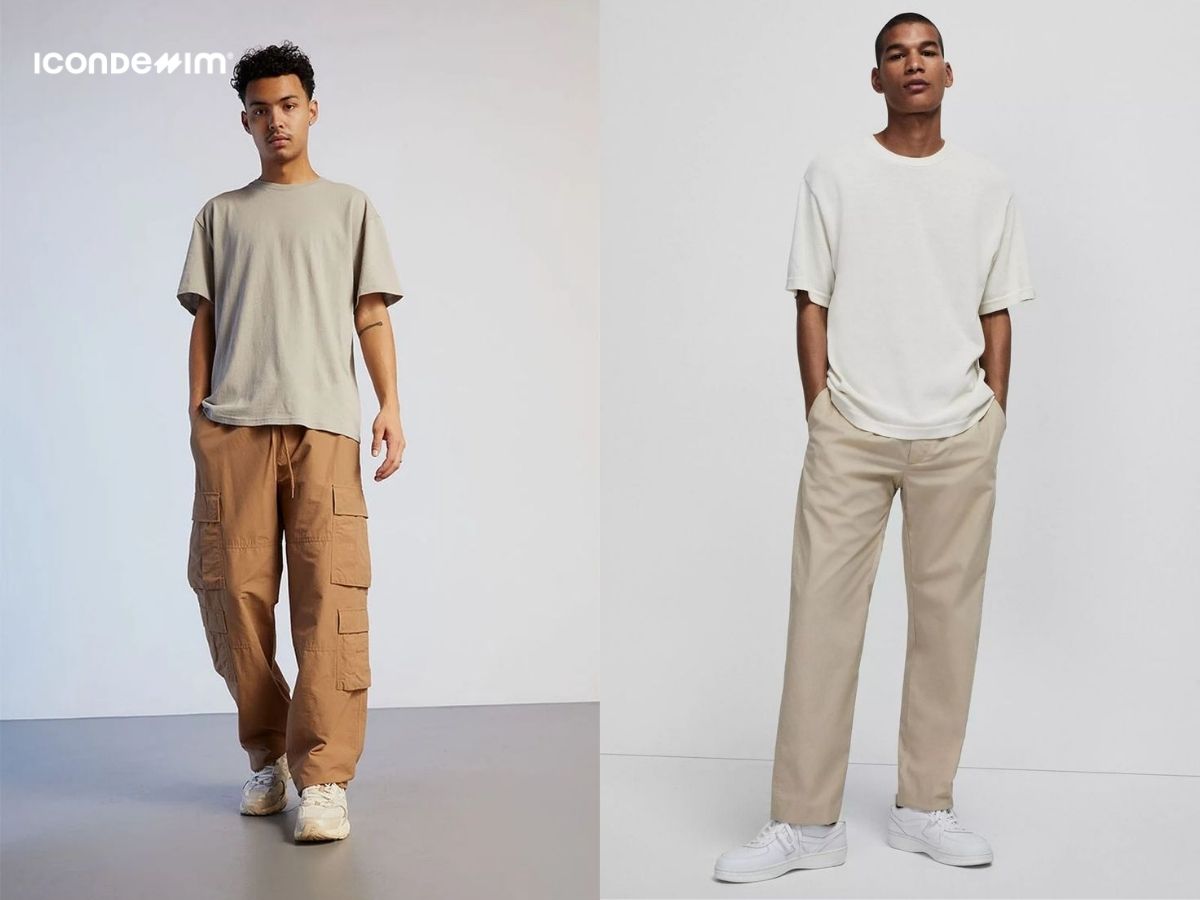 Quần baggy kaki với áo phông oversize