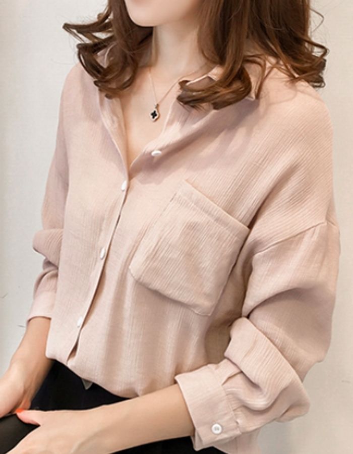 sơ mi túi ngực dáng hàn quốc