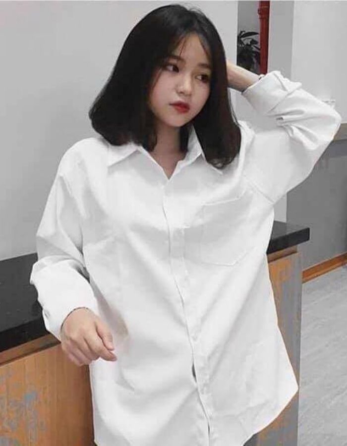 mẫu sơ mi nữ trắng cơ bản