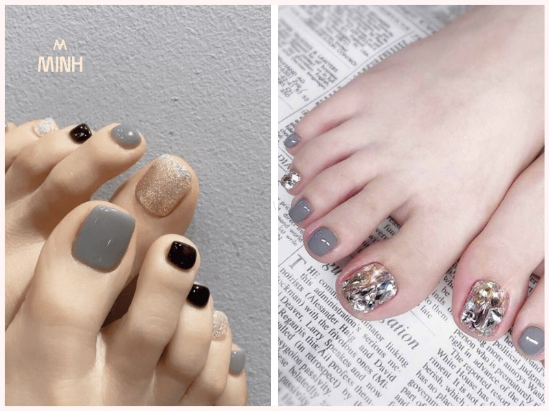 Sơn móng chân màu vàng đẹp cho da ngăm