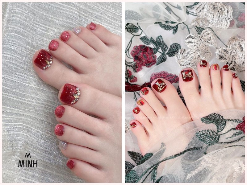 Sơn móng chân màu hồng cho da ngăm