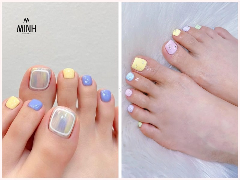 Sơn móng chân họa tiết vân đá