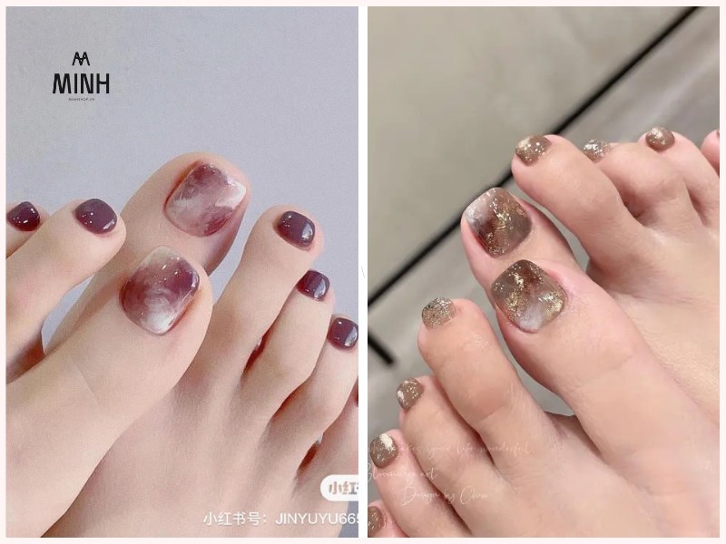 Sơn móng chân phối nhiều màu