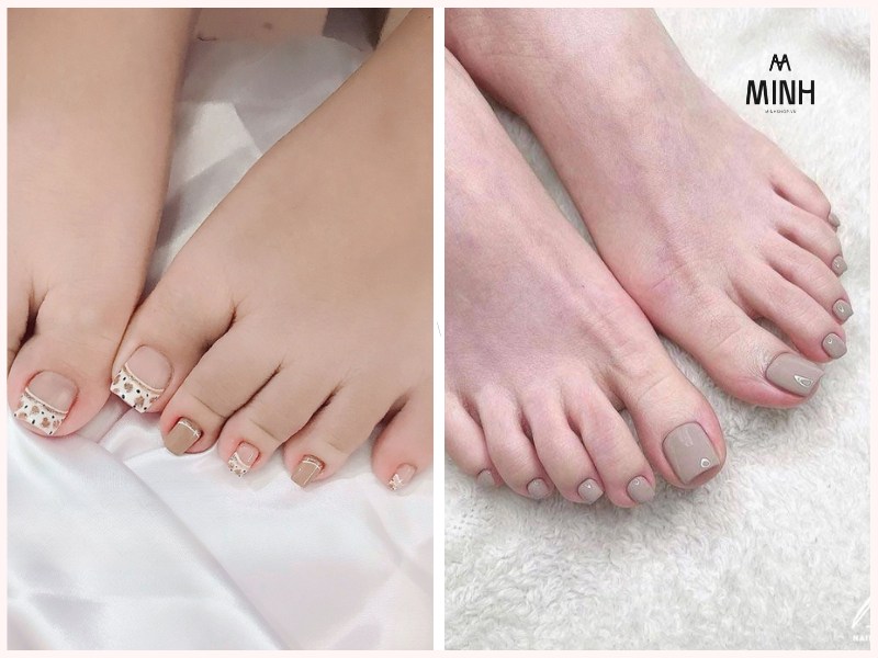 Sơn móng chân màu nâu nhạt