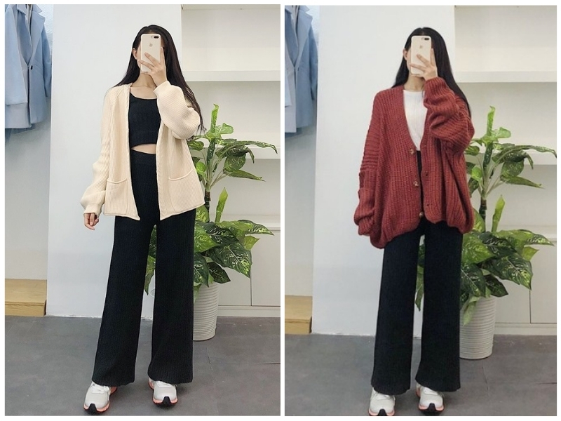 cách mix đồ với áo cardigan dài