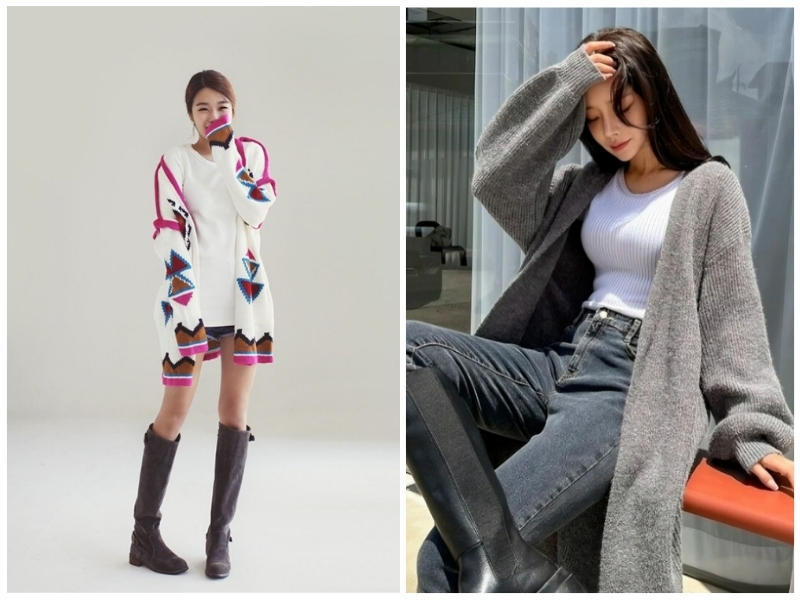 cách mix đồ với áo cardigan dài